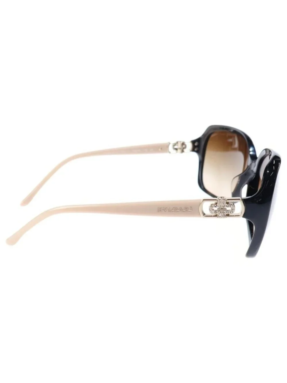 Bvlgari Rhinestone Square Frame Sunglasses Eyewear 59 16 Beige Brown